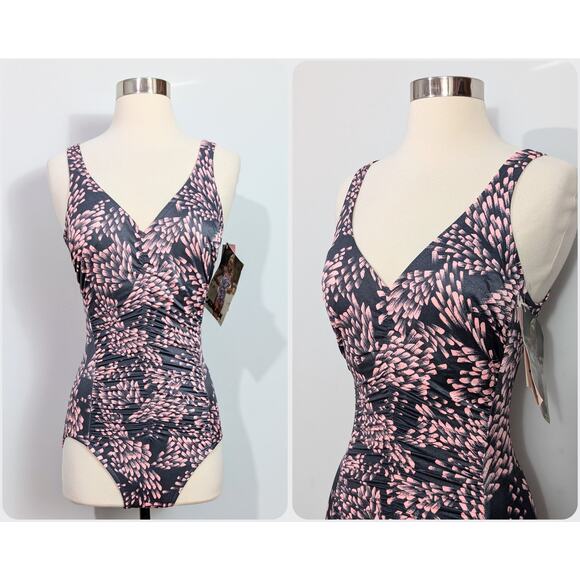 Catalina Gray/Pink Swimsuit NOS - Picture 1 of 7
